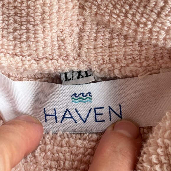Haven Blush Pink Cotton Terrycloth Spa Robe – Belted Lounge Robe, Women's L - Picture 7 of 12